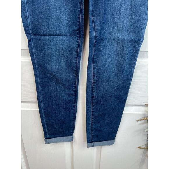 WORKSHOP Republic Jeans Size 12 Dark Blue High Rise Cuffed Skinny Ankle Stretch - Picture 6 of 10